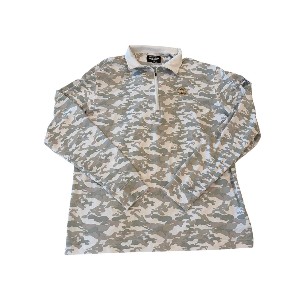 Straight Down Mens PGA Camo Quarter Zip Pullover Grey‎ White Camouflage Medium